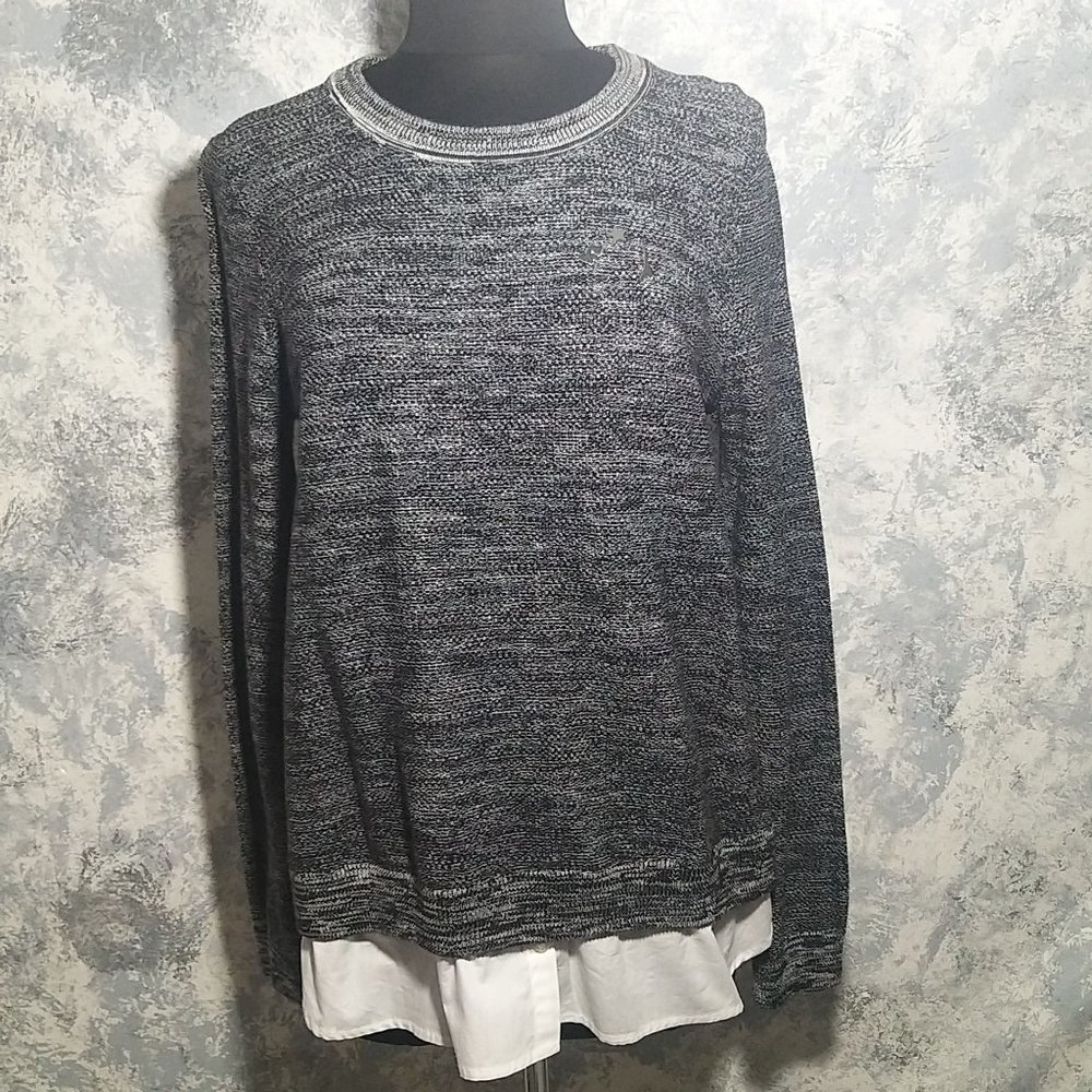 KARL LAGERFELD PARIS Gray White Sweater Shirt